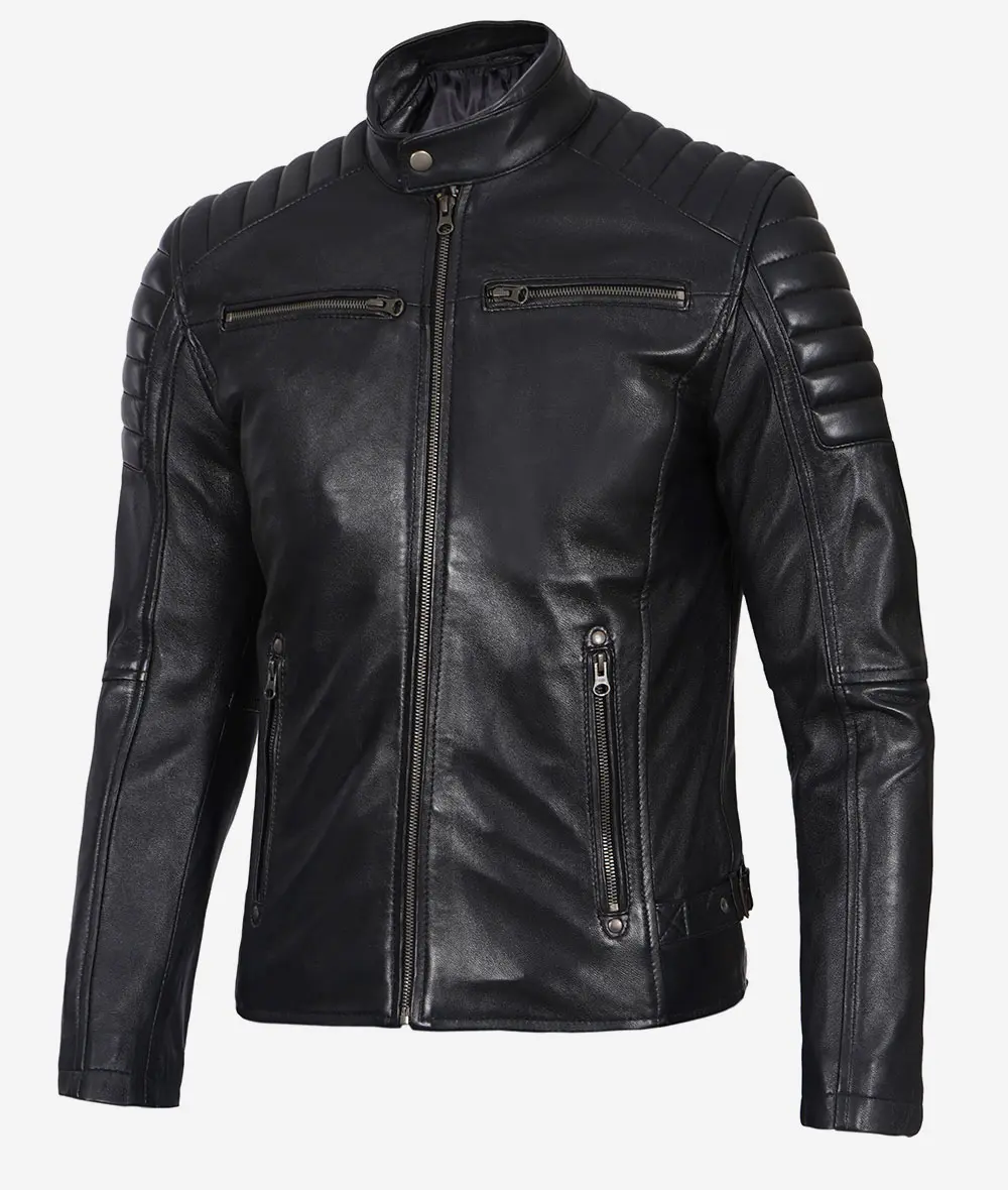 black leather jacket