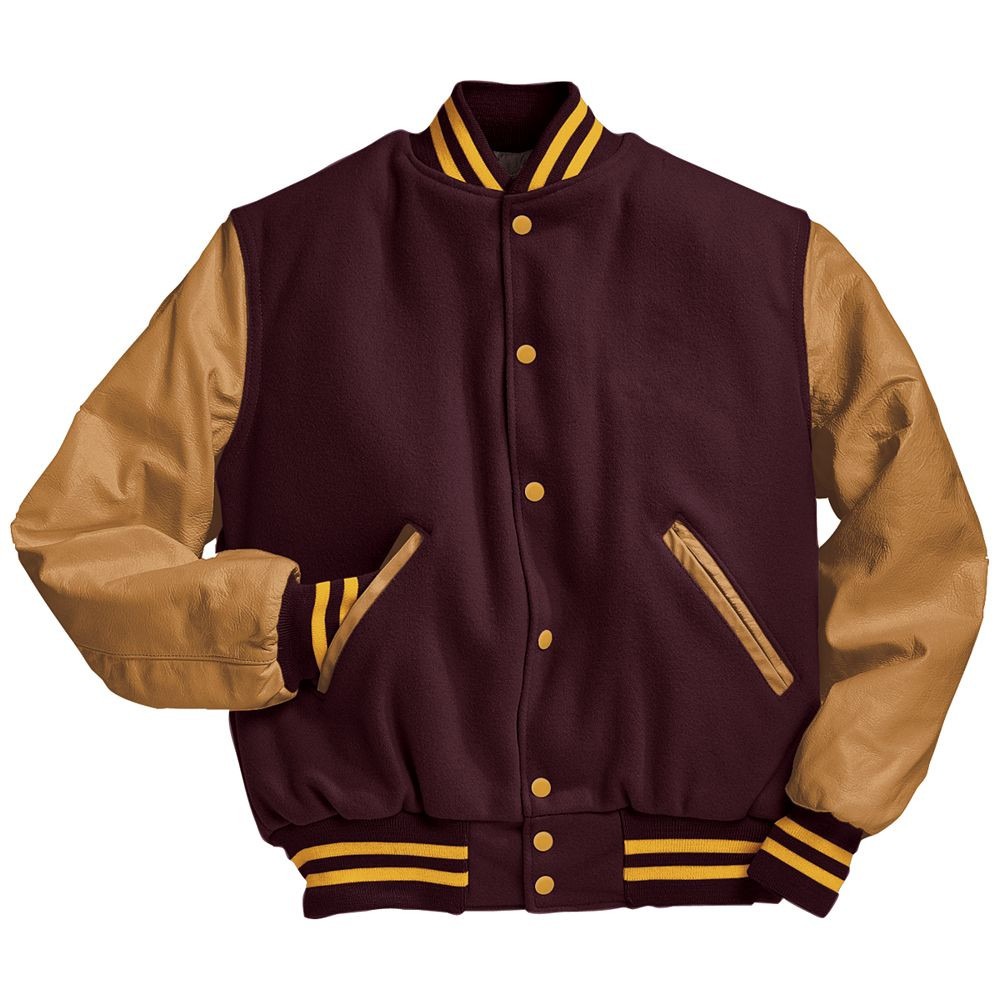 maroon gold varsity jacket